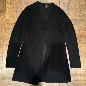 Donna Karan New York Black Lightweight Long Cardigan Sweater One Size